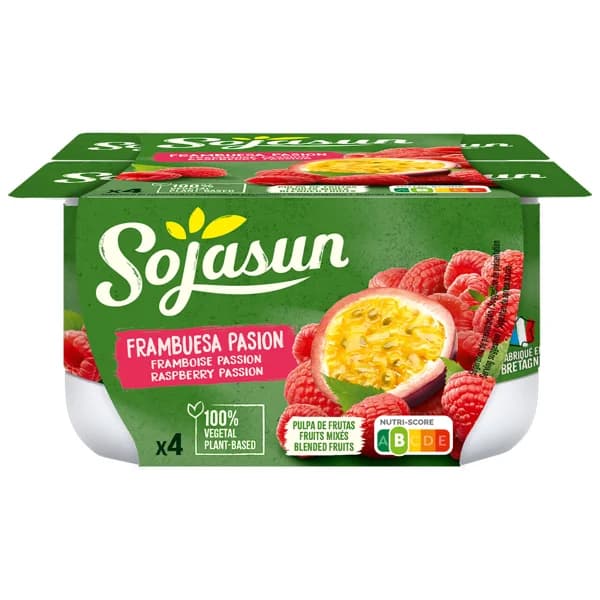 SOJASUN Especialidad de soja con pulpa de frambuesa y fruta de la pasion  4 x 100 g. - 0.4 kg - Imagen del producto en Findit