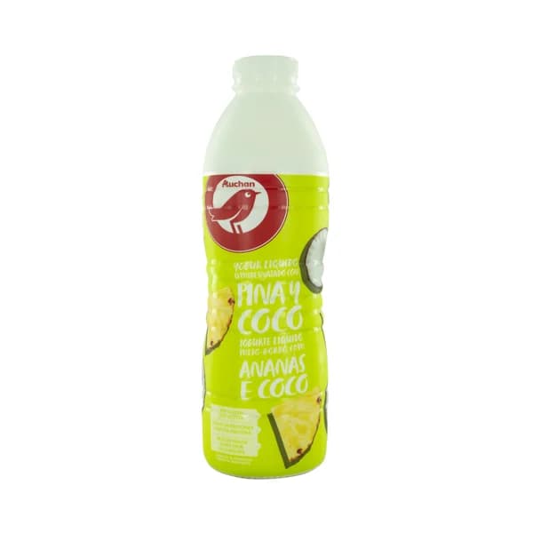 AUCHAN Yogur líquido semidesnatado para beber, con pulpa de piña y coco 1 l. Producto Alcampo - 1 kg - Imagen del producto en Findit
