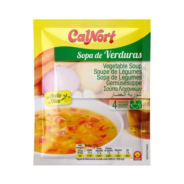 CALNORT Sopa de verdura deshidratada, con aceite de oliva y garantia Halal 51 g. - 0.05 kg - Imagen del producto en Findit
