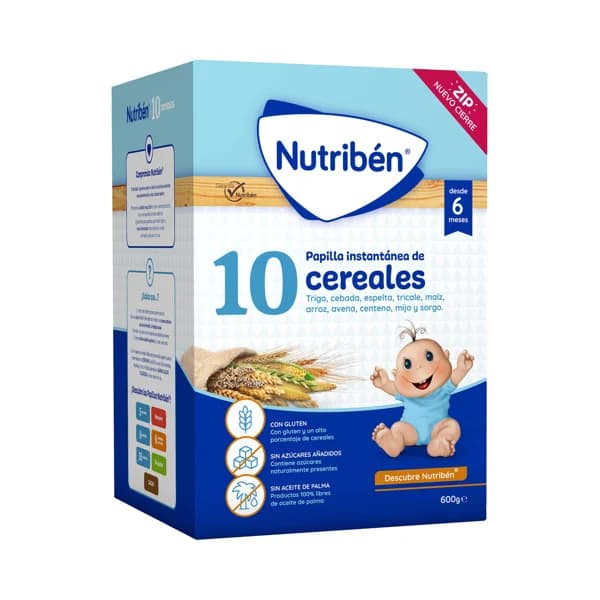 NUTRIBÉN Papilla en polvo instantánea de 10 cereales a partir de 6 meses NUTRIBÉN 600 g. - 6 l - Imagen del producto en Findit