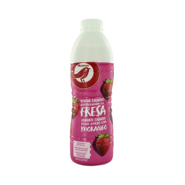 AUCHAN Yogur líquido semidesnatado para beber, con pulpa de fresa 1 kg. Producto Alcampo - 1 kg - Imagen del producto en Findit