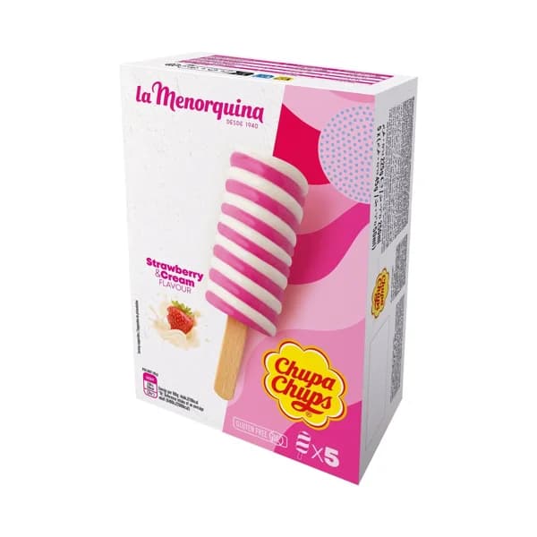 LA MENORQUINA Helado de agua con sabor a fresa y nata 5 x 50 ml. - 0.25 kg - Imagen del producto en Findit