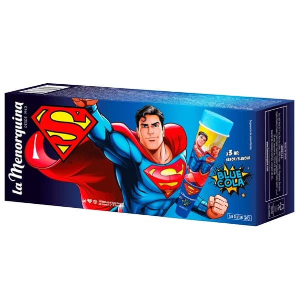 LA MENORQUINA Superman Polo de agua con sabor a cola azul 3 x 105 ml. - 0.32 kg - Imagen del producto en Findit