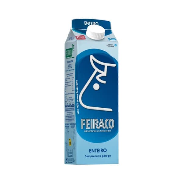 FEIRACO Leche entera de vaca de origen 100% gallega 1 l. - 1 l - Imagen del producto en Findit