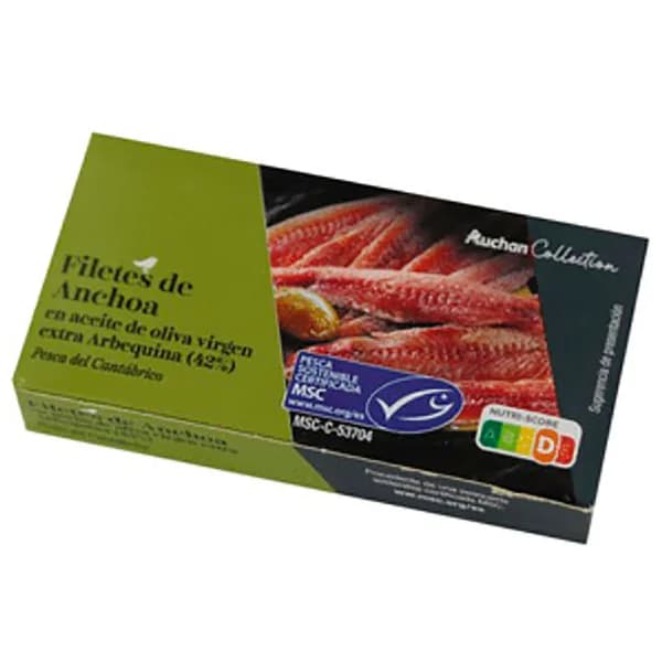 ALCAMPO GOURMET Filetes de anchoa en aceite de oliva virgen arbequina MSC ( Pesca sostenible certificada) lata p.e. 29 g. - 1 ud - Imagen del producto en Findit