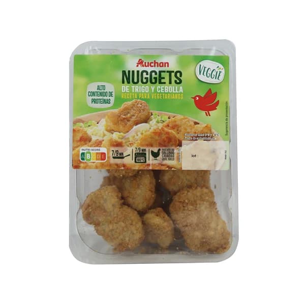 AUCHAN Nuggets vegetales a base de proteína de trigo y cebolla Veggie 200 g. Producto Alcampo - 0.2 kg - Imagen del producto en Findit
