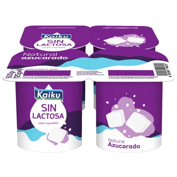 KAIKU Yogur natural azucarado, sin lactosa 4 x 125 g. - 0.5 kg - Imagen del producto en Findit