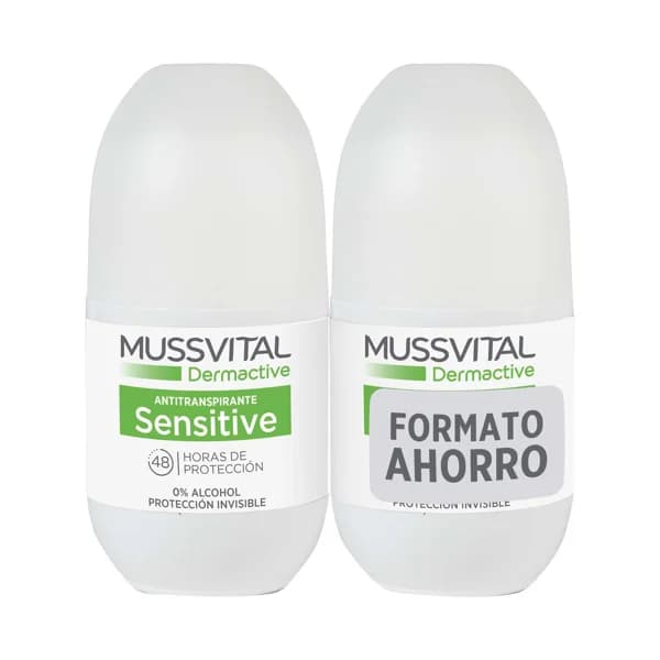 MUSSVITAL Dermactive sensitive Desodorante roll on protección antitranspirante hasta 48 horas 2 x 75 ml. - 0.15 l - Imagen del producto en Findit