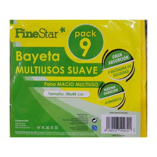 FINESTAR Bayetas suave pc 9 - 1 ud - Imagen del producto en Findit