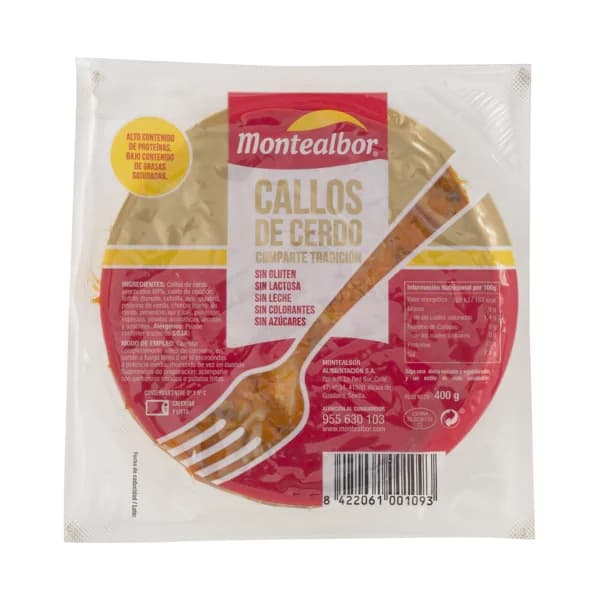 MONTEALBOR Callos de cerdo estilo tradicional, sin azucares, ni colorantes ni alérgenos, ni gluten ni lactosa MONTEALBOR 400 g. - 0.4 kg - Imagen del producto en Findit