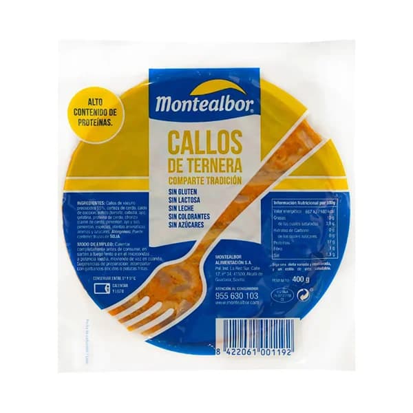 MONTEALBOR Callos de ternera estilo tradicional, sin azucares, ni colorantes ni alérgenos, ni gluten ni lactosa MONTEALBOR 400 g. - 0.4 kg - Imagen del producto en Findit
