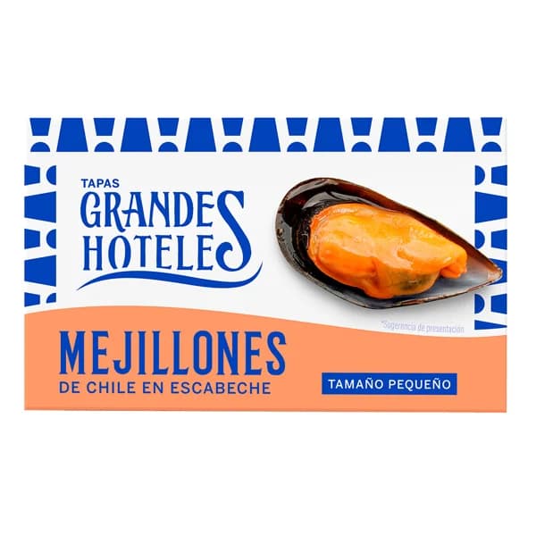 GRANDES HOTELES Mejillón de chile en escabeche pequeño 69 g - 0.07 kg - Imagen del producto en Findit