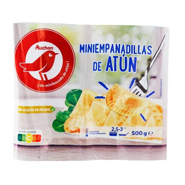 AUCHAN Mini empanadillas ultracongeladas, rellenas de atún y tomate 500 g. Producto Alcampo - 0.5 kg - Imagen del producto en Findit