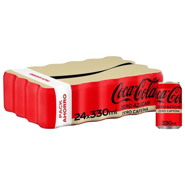 COCA COLA Zero zero Refresco de cola sin azúcar y sin cafeína pack 24 latas de 33 cl - 7.92 l - Imagen del producto en Findit