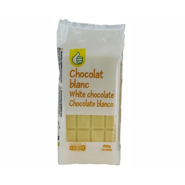 PRODUCTO ECONÓMICO ALCAMPO Tabletas de chocolate blanco 4 x 100 g. - 0.4 kg - Imagen del producto en Findit
