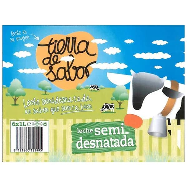 TIERRA DE SABOR Leche semidesnatada de vaca 6 x 1 l. - 6 l - Imagen del producto en Findit