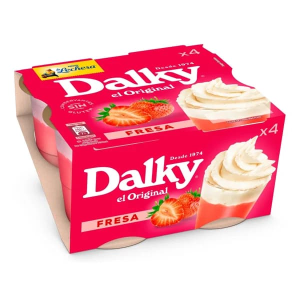 LA LECHERA Copa de fresa y nata de NESTLÉ LA LECHERA DALKY pack de 4 uds de 100 gr - 0.4 kg - Imagen del producto en Findit