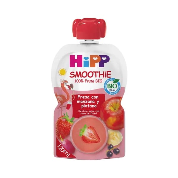 HIPP Bio Bolsita de smoothie de fresa, con manzana y plátano, ecológicos, a partir de 6 meses 120 ml. - 0.12 l - Imagen del producto en Findit