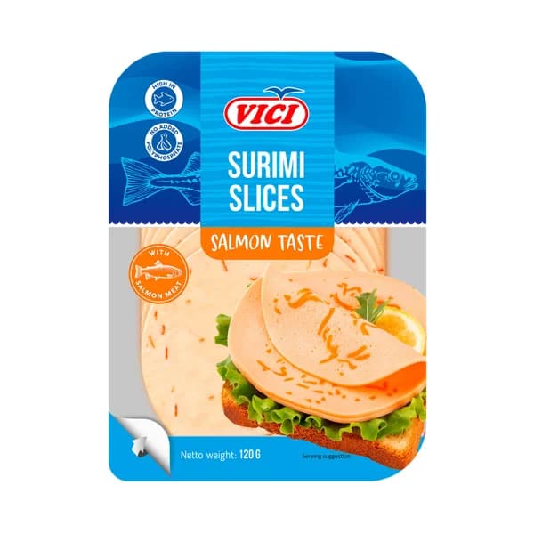 VICI Surimi con salmon ahumado lonchas 120 g. - 0.12 kg - Imagen del producto en Findit