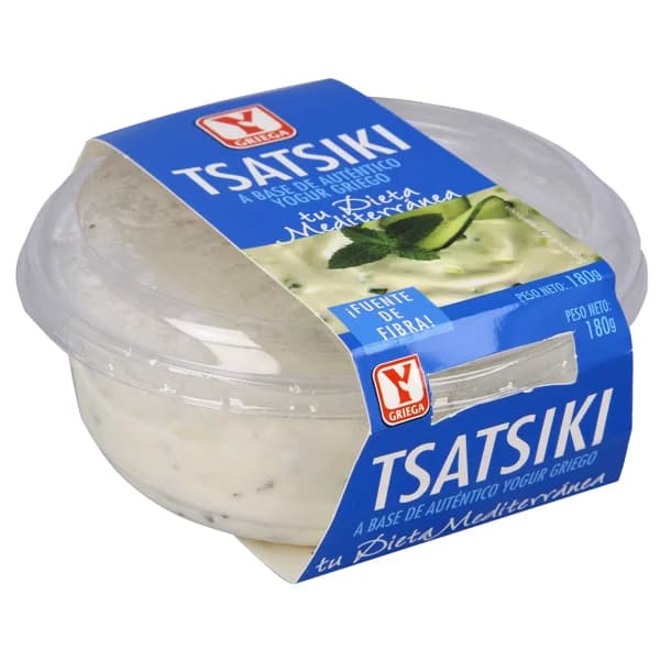 Y GRIEGA Tsatsiki a base de auténtico yogur griego Y GRIEGA 180 g. - 0.18 kg - Imagen del producto en Findit