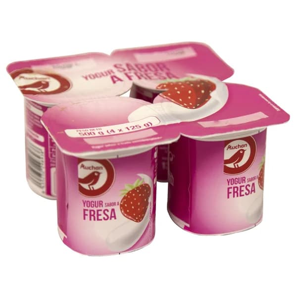 AUCHAN Yogur con sabor a fresa 4 x 125 g. Producto Alcampo - 0.5 kg - Imagen del producto en Findit