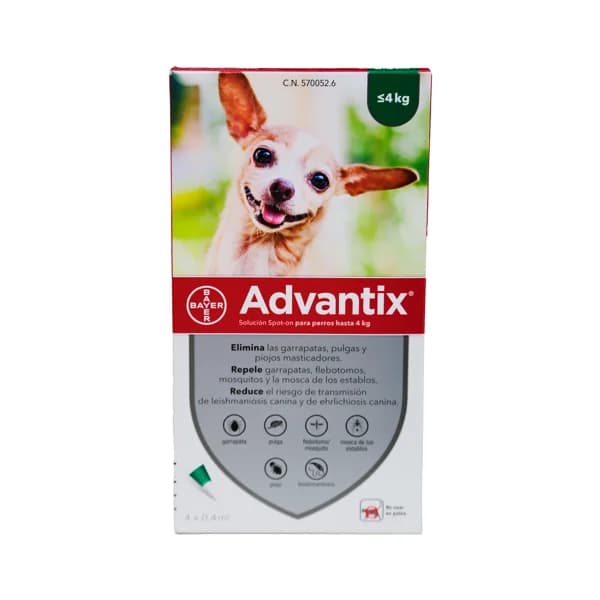 ADVANTIX Pipetas antiparasitarias perro menos de 4kg (4 uds) - 1 ud - Imagen del producto en Findit