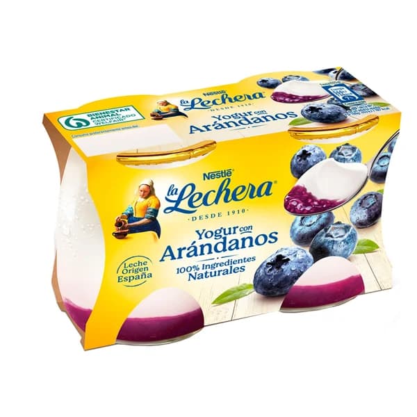 LA LECHERA Yogur con arándanos y leche entera de origen España de Nestlé 2 x 125 g. - 0.25 kg - Imagen del producto en Findit