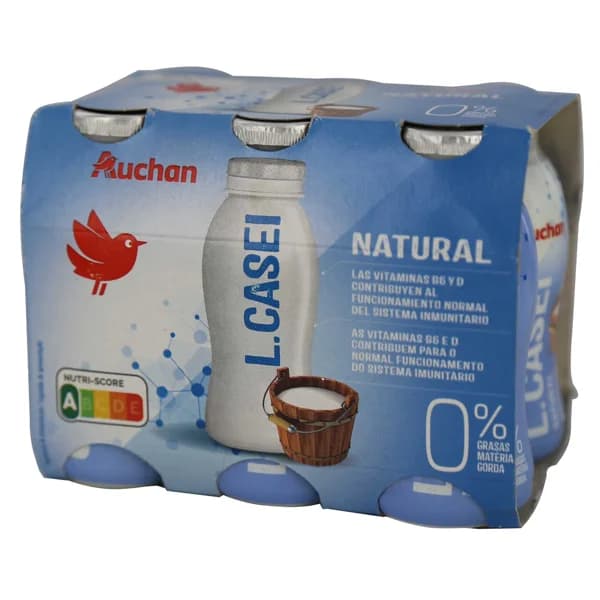 AUCHAN L. casei natural desnatado, con 0% materia grasa 6x100 g Producto Alcampo. - 0.6 kg - Imagen del producto en Findit