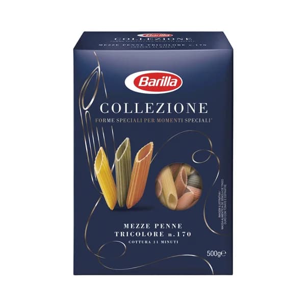 BARILLA Pasta Gourmet La Collezione Mezze Penne Tricolores N.170 (Macarrones Multivegetales) BARILLA 500 g. - 0.5 kg - Imagen del producto en Findit