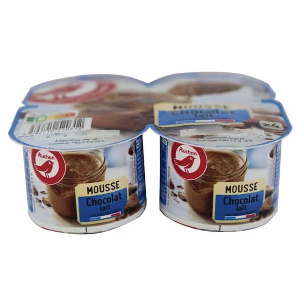 AUCHAN Mousse de chocolate 4 x 100 g. Producto Alcampo - 0.24 kg - Imagen del producto en Findit