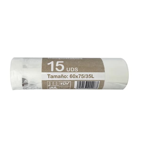ECOFAMI Bolsas de basura compostables 60 x 75 cm. 35 litros 15 uds. - 1 ud - Imagen del producto en Findit