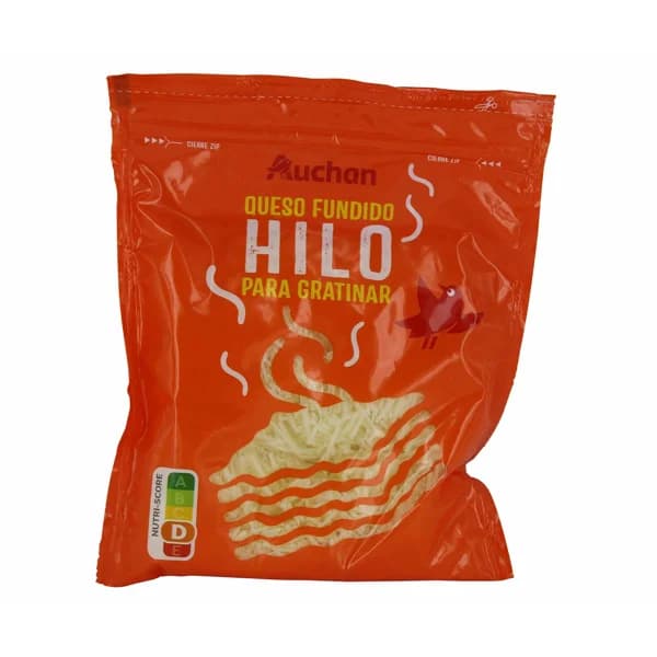 AUCHAN Queso en hilo fundido para gratinar , 200 g. Producto Alcampo - 0.2 kg - Imagen del producto en Findit