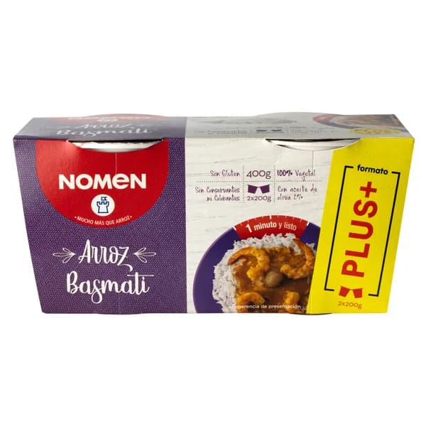 NOMEN Plus Vasitos de arroz basmati 2 udsx 200 ml. - 0.4 kg - Imagen del producto en Findit