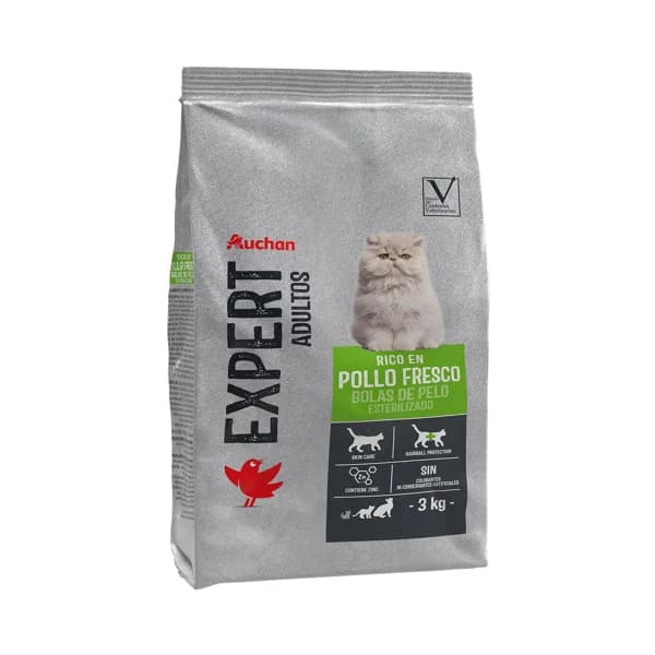 PRODUCTO ALCAMPO Alimento de gato seco bolsas de pelo esterilizado Auchan expert  3 kg. - 3 kg - Imagen del producto en Findit