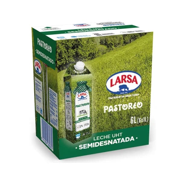 LARSA Leche semidesnatada de vaca de pastoreo, 100% gallega Pastoreo 6 x 1 l. - 6 l - Imagen del producto en Findit