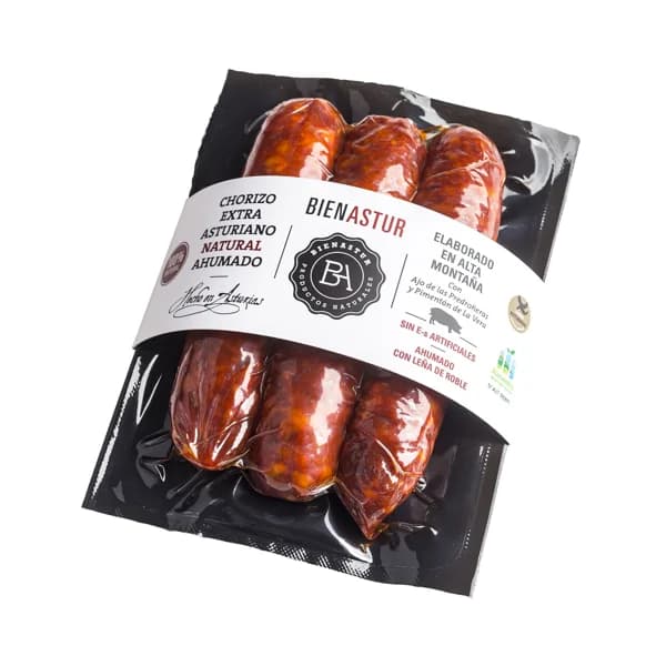 Chorizo asturiano de calidad extra y ahudado natural EL CUCO 300 g. - 0.3 kg - Imagen del producto en Findit