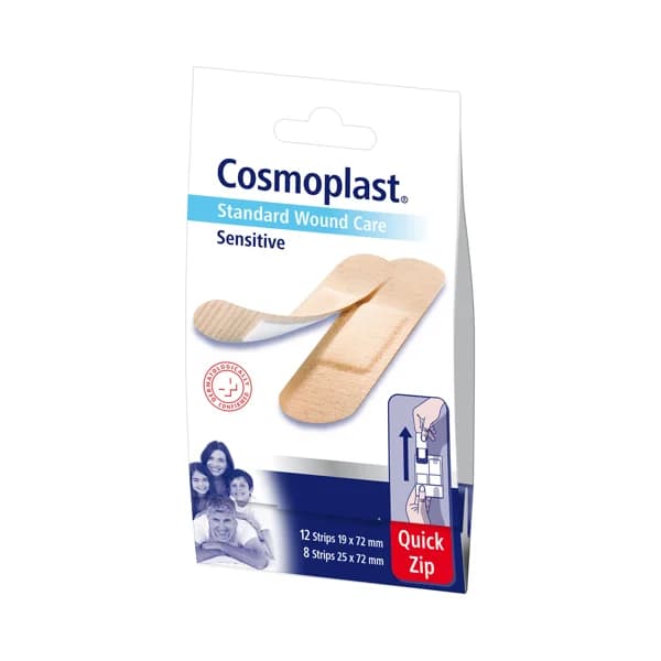 COSMOPLAST Apositos de 2 tamaños diferentes y con fácil sistema de apertura COSMOPLAST Sensitive 20 uds. - 1 ud - Imagen del producto en Findit