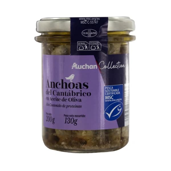 PRODUCTO ALCAMPO Collection Anchoas del Cantábrico (MSC) en aceite de oliva tarro 130 g. - 0.13 kg - Imagen del producto en Findit