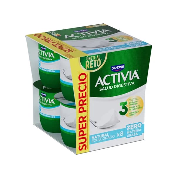 ACTIVIA Bífidus desnatado (0% materia grasa) y con sabor natural edulcorado 0% de Danone 8 x 120 g. - 0.96 kg - Imagen del producto en Findit