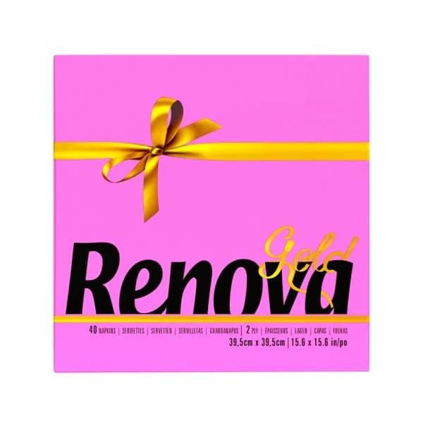 RENOVA Servilletas de papel desechables color fucsia RENOVA Gold 39 x 39 cm. 40 uds. - 1 ud - Imagen del producto en Findit