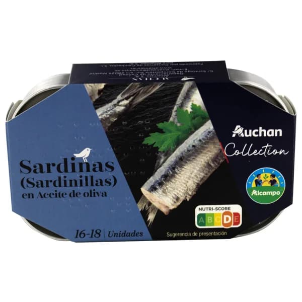 PRODUCTO ALCAMPO Collection Sardinillas en aceite de oliva (16 - 18 uds) 81 g. - 0.08 kg - Imagen del producto en Findit