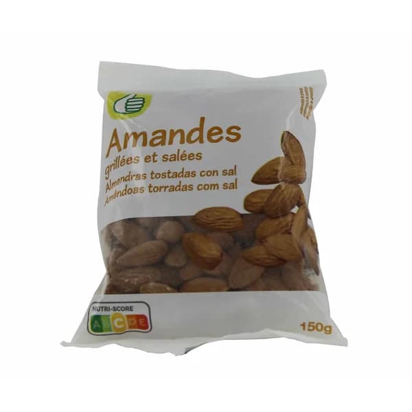 PRODUCTO ECONÓMICO ALCAMPO Almendras con piel tostadas y saladas PRODUCTO ECONÓMICO ALCAMPO 150 g. - 0.15 kg - Imagen del producto en Findit