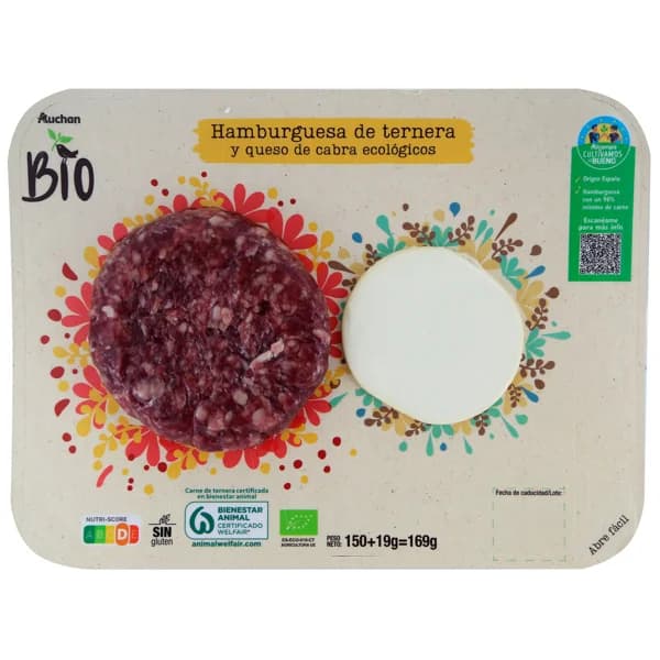 ALCAMPO CULTIVAMOS LO BUENO ECOLÓGICO Hamburguesa con medallón de queso de cabra duo ecológico  169g. - 0.17 kg - Imagen del producto en Findit