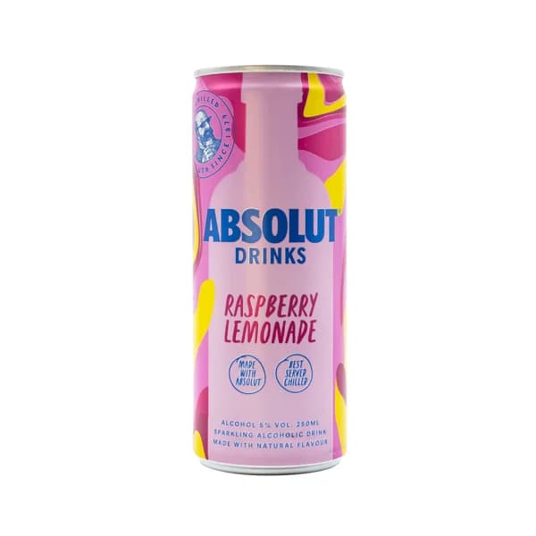 ABSOLUT Drinks Combinado de vodka blanco con un toque de limonada de frambuesa lata 25 cl. - 0.25 l - Imagen del producto en Findit