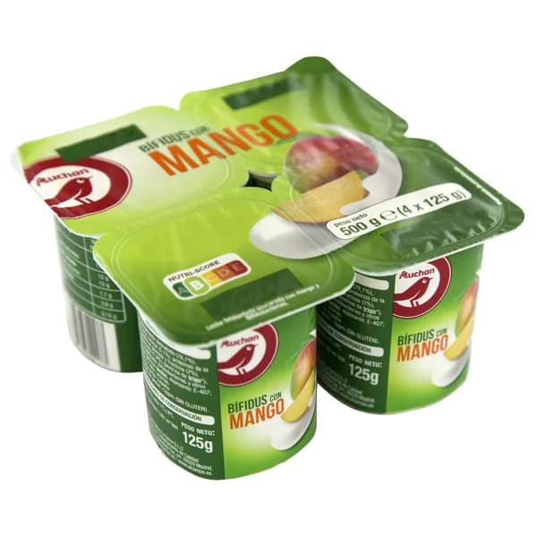 AUCHAN Bifidus con trocitos de mango 4 x 125 g. Producto Alcampo - 0.5 kg - Imagen del producto en Findit
