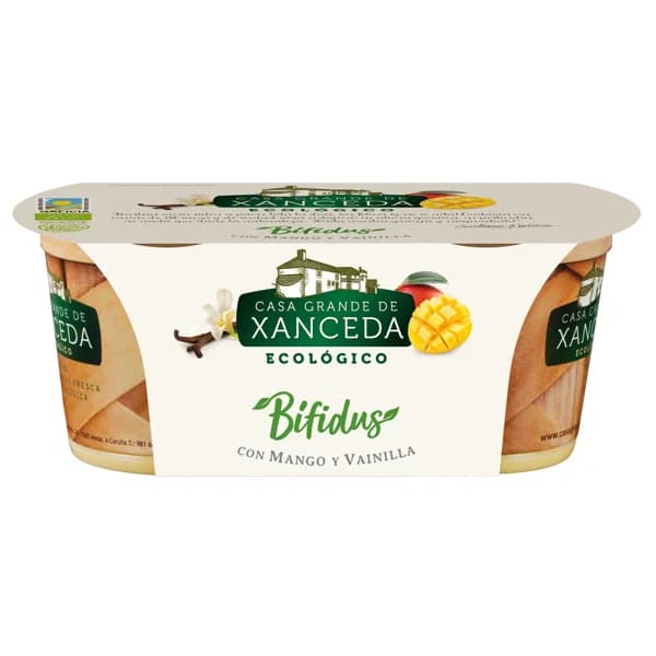 CASA GRANDE DE XANCEDA Bífidus de procedencia ecológica con mango y vainilla 2 x 125 g. - 0.25 kg - Imagen del producto en Findit