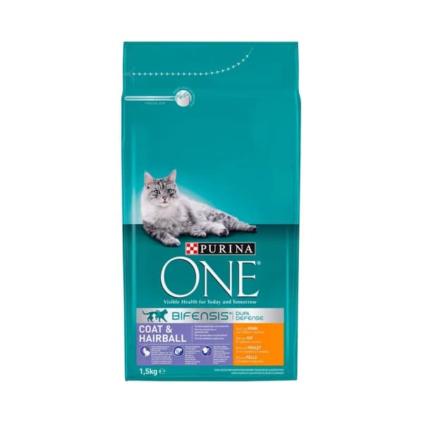 PURINA ONE Pienso rico en pollo y cereales integrales tratamiento bolas de pelo PURINA ONE saco 1,5 kg. - 1 kg - Imagen del producto en Findit