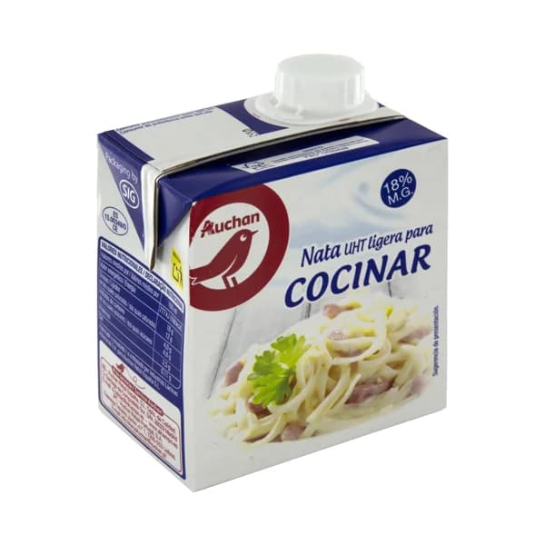 AUCHAN Nata líquida (18% materia grasa) para cocinar 500 ml. Producto Alcampo - 0.5 l - Imagen del producto en Findit