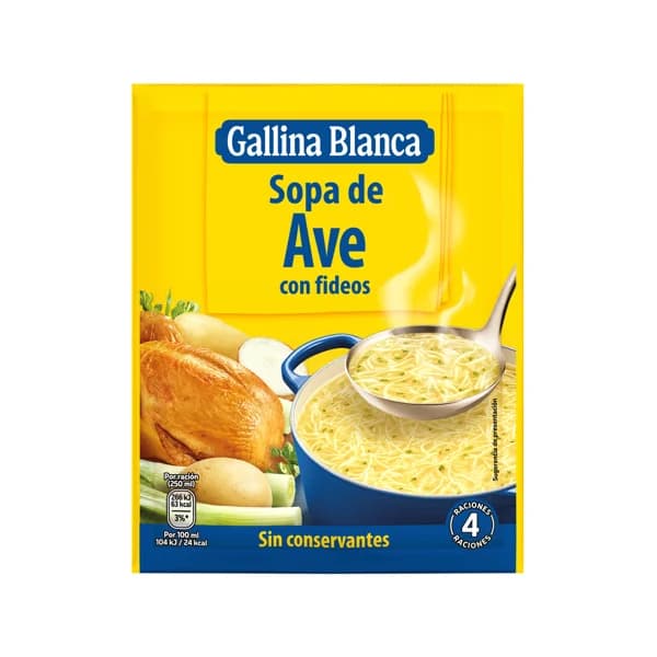GALLINA BLANCA Sopa de ave con fideos finos 71 g. - 0.08 kg - Imagen del producto en Findit