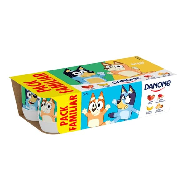 DANONE Yogures con sabores variados (fresa (2), macedonia (2), plátano (2) y tarta de queso (2))  8 x 120 g. - 0.96 kg - Imagen del producto en Findit